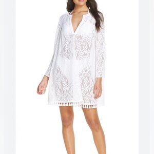 Lilly Pulitzer Kizzy Lace Cover Up in Resort White Swirl Leaf